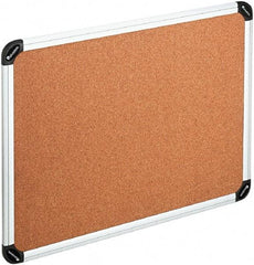 UNIVERSAL - 48" Wide x 36" High Open Cork Bulletin Board - Natural Cork, Silver Frame - Exact Tool & Supply