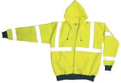 OccuNomix - Size L General Purpose & High Visibility Sweatshirt - Yellow, Polyester, Zipper Closure, 39 to 43" Chest - Exact Tool & Supply