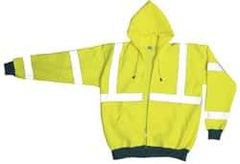 OccuNomix - Size L General Purpose & High Visibility Sweatshirt - Yellow, Polyester, Zipper Closure, 39 to 43" Chest - Exact Tool & Supply