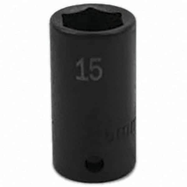 SK - Impact Socket - 3/8"DR 6PT 15MM SEMI-DEEP IMPACT SOCKET - Exact Tool & Supply