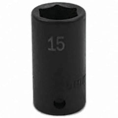 SK - Impact Socket - 3/8"DR 6PT 15MM SEMI-DEEP IMPACT SOCKET - Exact Tool & Supply