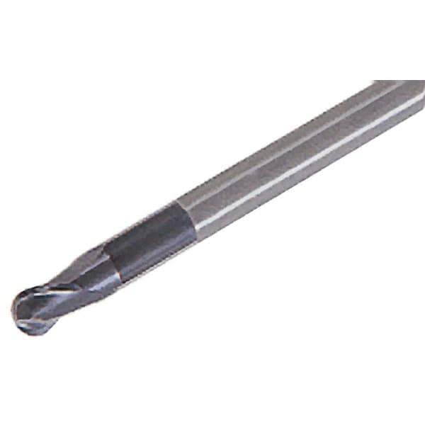 Iscar - 1mm Diam, 1mm LOC, 2 Flute Solid Carbide Ball End Mill - TiAlN Finish, Single End, 50mm OAL, 4mm Shank Diam, Spiral Flute - Exact Tool & Supply