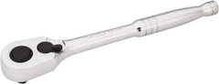 Stanley - 1/2" Drive Pear Head Ratchet - Chrome Finish, 8" OAL - Exact Tool & Supply