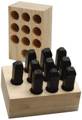 Made in USA - 10 Piece, 3/16" Character Steel Stamp Set - Double Digit Figures, Double Digits - Exact Tool & Supply