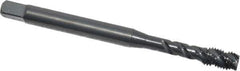 OSG - 1/4-28 UNF 3 Flute 2B Modified Bottoming Spiral Flute Tap - Vanadium High Speed Steel, Oxide Finish, 80mm OAL, Right Hand Flute, Right Hand Thread - Exact Tool & Supply