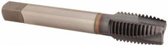 OSG - M16x2.00 Metric Coarse, 3 Flute, TiCN Finish, Vanadium High Speed Steel Spiral Point Tap - Plug Chamfer, Right Hand Thread, 3-13/16" OAL, 1-13/16" Thread Length, 0.48" Shank Diam, 6H Class of Fit - Exact Tool & Supply