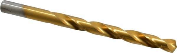 Chicago-Latrobe - Letter R 135° High Speed Steel Jobber Drill - TiN Finish, Right Hand Cut, Spiral Flute, Straight Shank, 4-3/4" OAL, Split Point - Exact Tool & Supply