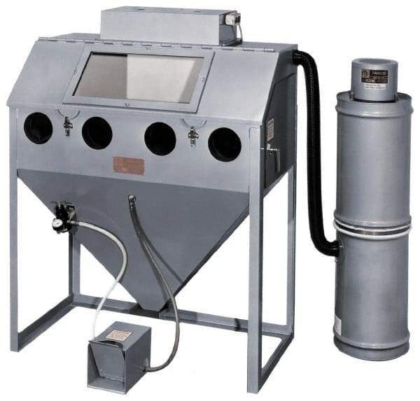 Trinco - 52" Wide x 64" High x 25" Deep Floor Sandblaster - Working Dimensions 48" Wide x 23" High x 24" Deep - Exact Tool & Supply