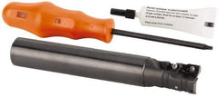 Kennametal - 26mm Cut Diam, 28mm Max Depth of Cut, 25mm Shank Diam, 95mm OAL, Indexable Square Shoulder Helical End Mill - GOMT 13T3.., JOMT 13T3.. Inserts, Weldon Shank, 0° Lead Angle, Series KDMR - Exact Tool & Supply