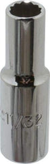 Proto - 11/32", 3/8" Drive, Deep Hand Socket - 12 Points, 2-1/8" OAL, Alloy Steel, Chrome Finish - Exact Tool & Supply