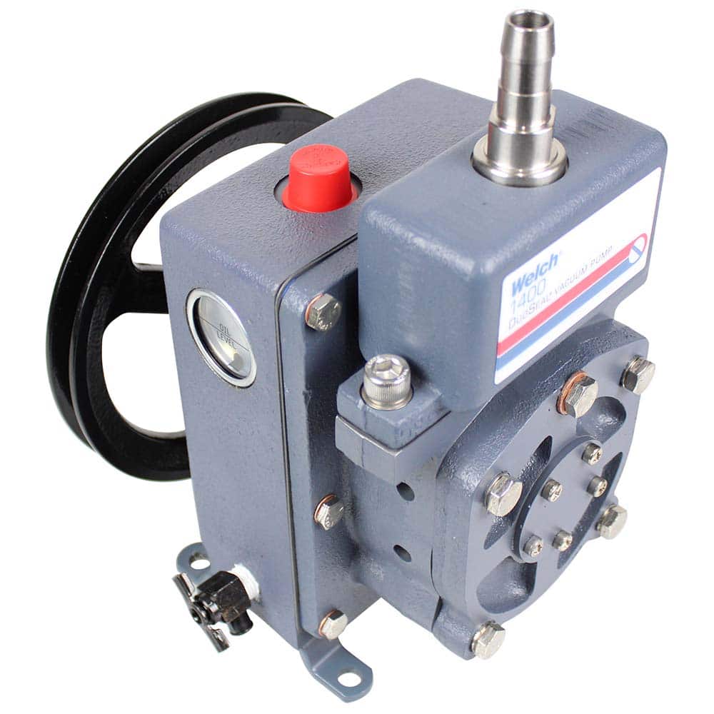 Welch - Rotary Vane-Type Vacuum Pumps; Horsepower: N/A ; Voltage: N/A ; Cubic Feet per Minute: 0.90 ; Length (Decimal Inch): 8.9000 ; Width (Decimal Inch): 9.0000 ; Height (Inch): 12.56 - Exact Tool & Supply