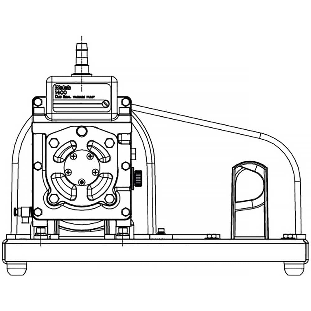 Welch - Rotary Vane-Type Vacuum Pumps; Horsepower: N/A ; Voltage: N/A ; Cubic Feet per Minute: 0.90 ; Length (Decimal Inch): 17.8000 ; Width (Decimal Inch): 9.0000 ; Height (Inch): 12.56 - Exact Tool & Supply