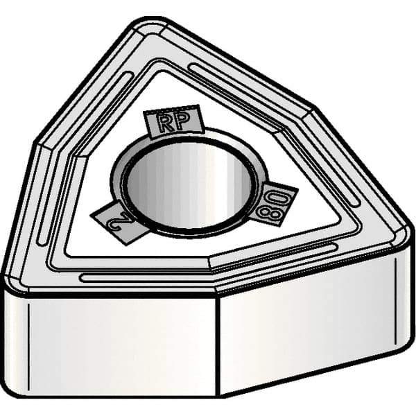 Kennametal - WNMG432 RP Grade KCM25B Carbide Turning Insert - TiOCN Finish, 80° Trigon, 1/2" Inscr Circle, 3/16" Thick, 1/32" Corner Radius - Exact Tool & Supply