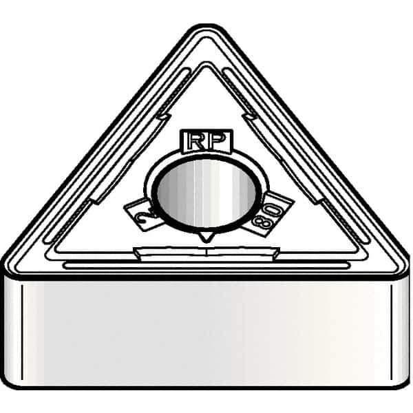 Kennametal - TNMG332 RP Grade KCM25 Carbide Turning Insert - TiCN/Al2O3 Finish, 60° Triangle, 3/8" Inscr Circle, 3/16" Thick, 1/32" Corner Radius - Exact Tool & Supply