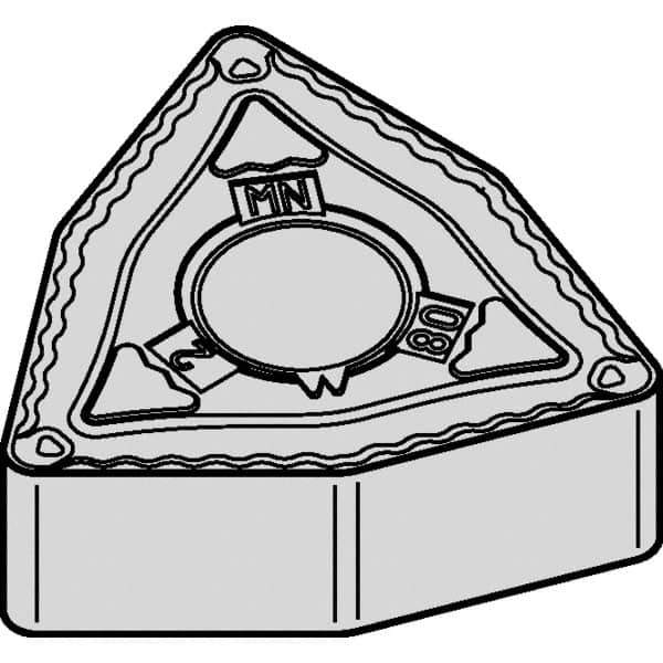 Kennametal - WNMG332 MN Grade KCP25B Carbide Turning Insert - TiOCN Finish, 80° Trigon, 3/8" Inscr Circle, 3/16" Thick, 1/32" Corner Radius - Exact Tool & Supply