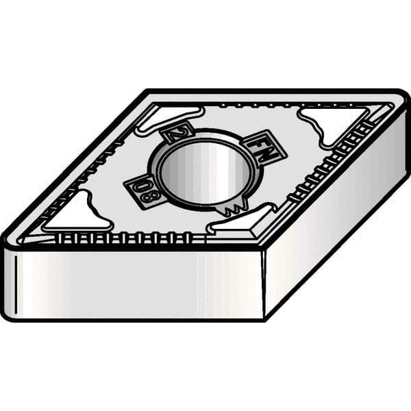 Kennametal - DNMG443 FN Grade KCP10B Carbide Turning Insert - TiCN/Al2O3/TiOCN Finish, 55° Diamond, 1/2" Inscr Circle, 1/4" Thick, 3/64" Corner Radius - Exact Tool & Supply
