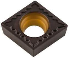 Kennametal - CCMT32.51 UF Grade KCP25 Carbide Turning Insert - TiCN/Al2O3 Finish, 80° Diamond, 3/8" Inscr Circle, 5/32" Thick, 1/64" Corner Radius - Exact Tool & Supply