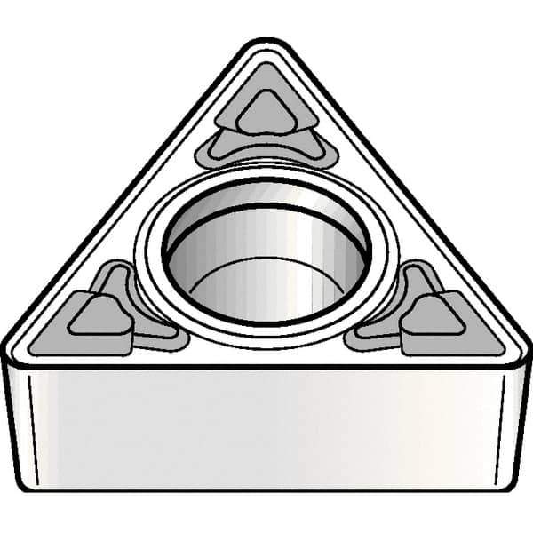 Kennametal - TPMT32.52 MF Grade KCM25B Carbide Turning Insert - TiOCN Finish, 60° Triangle, 3/8" Inscr Circle, 5/32" Thick, 1/32" Corner Radius - Exact Tool & Supply