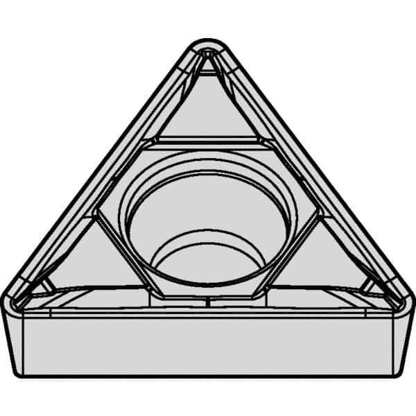 Kennametal - TCMT21.50.5 FP Grade KTP10 Cermet Turning Insert - TiN/TiCN/TiN Finish, 60° Triangle, 1/4" Inscr Circle, 3/32" Thick, 0.0079" Corner Radius - Exact Tool & Supply