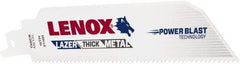 Lenox - 6" Long x 1" Thick, Bi-Metal Reciprocating Saw Blade - Straight Profile, 10 TPI, Toothed Edge - Exact Tool & Supply