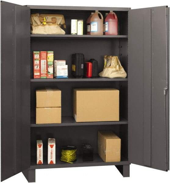 Durham - 3 Shelf Locking Storage Cabinet - Steel, 48" Wide x 24" Deep x 72" High, Gray - Exact Tool & Supply