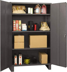 Durham - 3 Shelf Locking Storage Cabinet - Steel, 48" Wide x 24" Deep x 72" High, Gray - Exact Tool & Supply