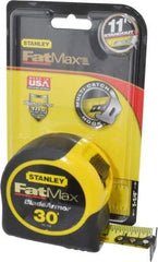 Stanley - 30' x 1-1/4" Yellow Blade Tape Measure - 1/16" Graduation, Inch Graduation Style, Yellow/Black Case - Exact Tool & Supply