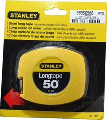 Stanley - 50' x 3/8" Yellow Blade Tape Measure - 1/8" Graduation, Inch Graduation Style, Yellow Case - Exact Tool & Supply