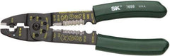 SK - 8-1/2" OAL, 10 AWG Capacity, Crimper/Cutter - 1" Jaw Length x 1/8" Jaw Width, Plastisol Handle - Exact Tool & Supply