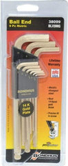 Bondhus - 9 Piece L-Key Ball End Hex Key Set - Hex Range 1.5 to 10mm, Steel - Exact Tool & Supply