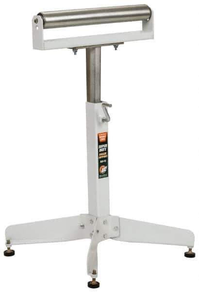 HTC - 16 Inch Long x 32 Inch High Heavy Duty Roller Support - 500 Lbs. Limit, with 1 and 1-3/8 Inch Wide Roller - Exact Tool & Supply