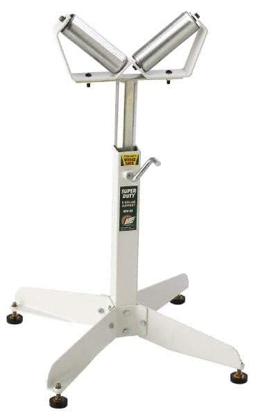 HTC - 26-1/2 Inch to 43-1/2 Inch High Heavy Duty Inch V Inch Roller Support - 500 Lbs. Limit, with 2 and 4 Inch Wide Rollers - Exact Tool & Supply