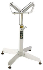 HTC - 26-1/2 Inch to 43-1/2 Inch High Heavy Duty Inch V Inch Roller Support - 500 Lbs. Limit, with 2 and 4 Inch Wide Rollers - Exact Tool & Supply