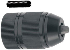 Accupro - 3/8-24 Male, 1/16 to 1/2" Capacity, Threaded Mount Drill Chuck - Keyless, 43mm Sleeve Diam, 62.5mm Open Length - Exact Tool & Supply
