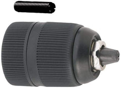 Accupro - 3/8-24 Male, 1/32 to 3/8" Capacity, Threaded Mount Drill Chuck - Keyless, 41mm Sleeve Diam, 57mm Open Length - Exact Tool & Supply