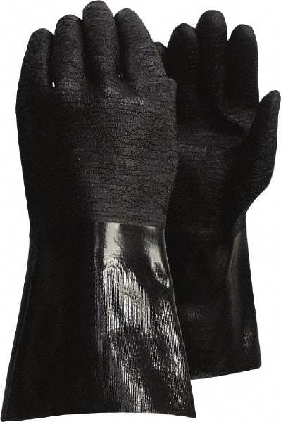 PIP - Size L (9), 14" Long, Supported, Neoprene Chemical Resistant Gloves - Textured Finish, Jersey Lined, Gauntlet Cuff, ANSI Cut Level 0, Puncture Level 1, Abrasion Level 3, Black - Exact Tool & Supply