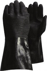 PIP - Size L (9), 14" Long, Supported, Neoprene Chemical Resistant Gloves - Textured Finish, Jersey Lined, Gauntlet Cuff, ANSI Cut Level 0, Puncture Level 1, Abrasion Level 3, Black - Exact Tool & Supply