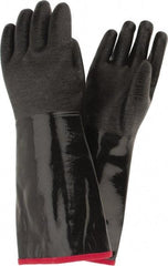 PIP - Size L (9), 18" Long, Supported, Neoprene Chemical Resistant Gloves - Textured Finish, Foam Lined, Gauntlet Cuff, ANSI Abrasion Level 3, ANSI Cut Level 0, ANSI Puncture Level 1, Black - Exact Tool & Supply