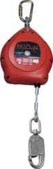 Miller - 20' Long, 310 Lb Capacity, Galvanized Wire Rope Self-Retracting Lifeline - 0.187" Diam, Locking Snap Hook Connector, Steel Self-Locking Carabiner Connector - Exact Tool & Supply