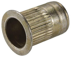 Made in USA - #6-32, 0.265 Insert Diam, 0.47" OAL, Knurled Body Open End Threaded Insert - 0.2656" Hole Diam, 0.39" Head Diam, 5056 Aluminum, Clear Protective Coating - Exact Tool & Supply