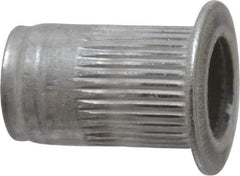 Made in USA - #10-24, 0.296 Insert Diam, 0.475" OAL, Knurled Body Open End Threaded Insert - 0.2969" Hole Diam, 0.415" Head Diam, 5056 Aluminum, Clear Protective Coating - Exact Tool & Supply