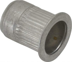Made in USA - 5/16-18, 0.53 Insert Diam, 0.69" OAL, Knurled Body Open End Threaded Insert - 0.5312" Hole Diam, 0.685" Head Diam, 5056 Aluminum, Clear Protective Coating - Exact Tool & Supply