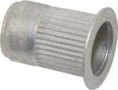 Made in USA - 5/16-18, 0.53 Insert Diam, 0.805" OAL, Knurled Body Open End Threaded Insert - 0.5312" Hole Diam, 0.685" Head Diam, 5056 Aluminum, Clear Protective Coating - Exact Tool & Supply