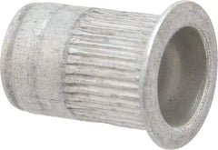 Made in USA - M6x1.00, 9.91mm Insert Diam, 14.73mm OAL, Knurled Body Open End Threaded Insert - 10mm Hole Diam, 12.7mm Head Diam, 5056 Aluminum, Clear Protective Coating - Exact Tool & Supply