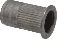 Made in USA - M6x1.00, 9.91mm Insert Diam, 17.27mm OAL, Knurled Body Open End Threaded Insert - 10mm Hole Diam, 12.7mm Head Diam, 5056 Aluminum, Clear Protective Coating - Exact Tool & Supply