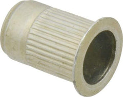 Made in USA - 5/16-18, 0.53 Insert Diam, 0.805" OAL, Knurled Body Open End Threaded Insert - 0.5312" Hole Diam, 0.685" Head Diam, 1008/1010 Steel, Clear Protective Coating & Zinc Yellow Dichromate Finish - Exact Tool & Supply