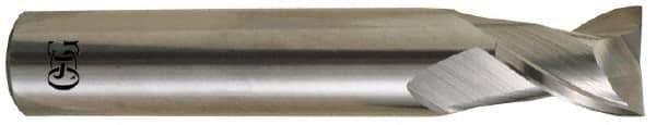 OSG - 15/32", 5/8" LOC, 1/2" Shank Diam, 3" OAL, 2 Flute, Solid Carbide Square End Mill - Single End, Uncoated, Spiral Flute, 30° Helix, Centercutting, Right Hand Cut, Right Hand Flute, Series 2021 - Exact Tool & Supply