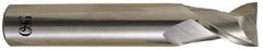 OSG - 15/32", 5/8" LOC, 1/2" Shank Diam, 3" OAL, 2 Flute, Solid Carbide Square End Mill - Single End, Uncoated, Spiral Flute, 30° Helix, Centercutting, Right Hand Cut, Right Hand Flute, Series 2021 - Exact Tool & Supply