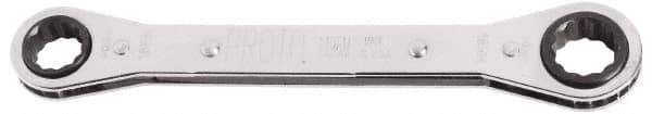 Proto - 7mm x 8mm 6 Point Ratcheting Box Wrench - Double End, 21/32" Head Diam x 3/8" Head Thickness, 4-9/32" OAL, Steel, Polished Finish - Exact Tool & Supply