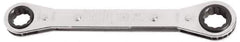 Proto - 7mm x 8mm 6 Point Ratcheting Box Wrench - Double End, 21/32" Head Diam x 3/8" Head Thickness, 4-9/32" OAL, Steel, Polished Finish - Exact Tool & Supply